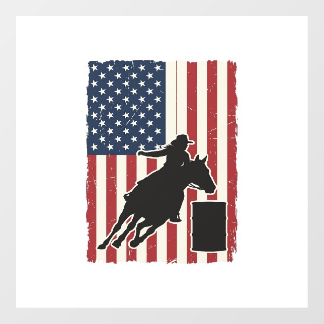 Autocollant Pour Fenêtre Course de tonneaux Drapeau américain Conception ve (Feuille)