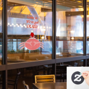 Autocollant Pour Fenêtre Crabe de Noël Funny Restaurant Personnalisé