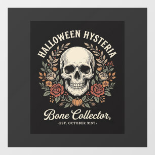 Autocollant Pour Fenêtre Crâne de Halloween Fleur Bone Collector Design_1