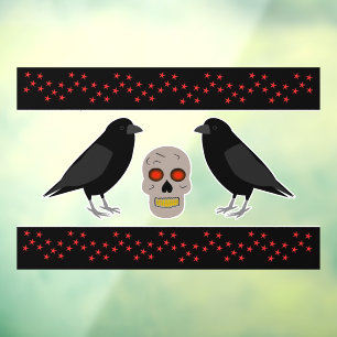 Autocollant Pour Fenêtre Crâne gothique et ravens du gardien Halloween