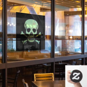 Autocollant Pour Fenêtre Crâne vert noir lg carré fenêtre serrer le bâton a