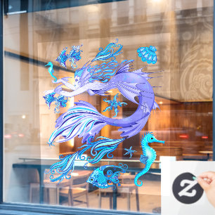 Autocollant Pour Fenêtre Créature de la fée mauve de sirène