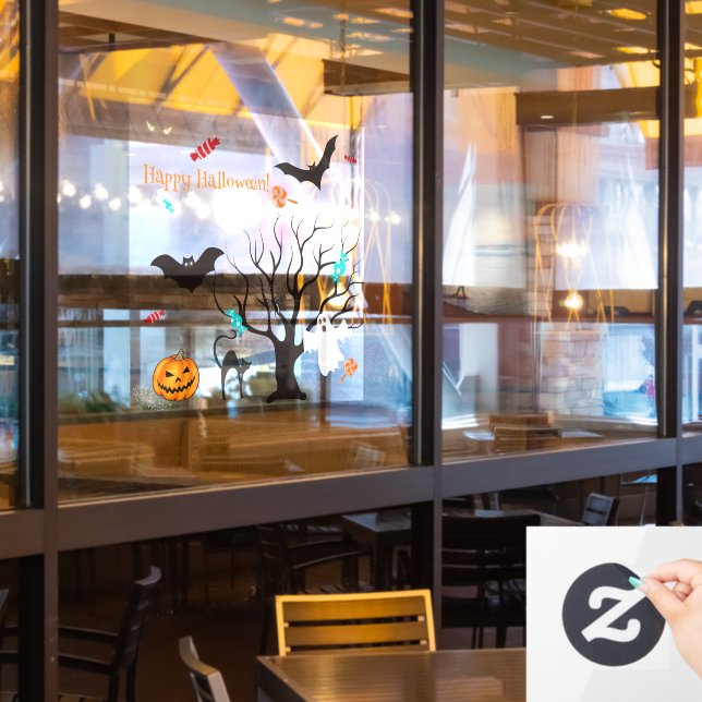 Autocollant Pour Fenêtre Créatures et bonbons d'Halloween (Fenêtre du restaurant)