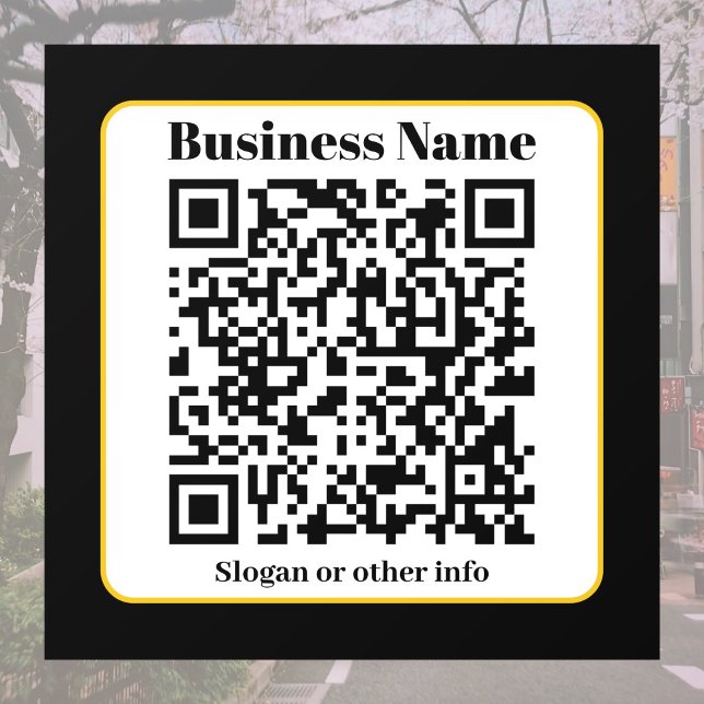 Autocollant Pour Fenêtre Créez votre propre code QR | Bordure noire blanche (Créateur téléchargé)