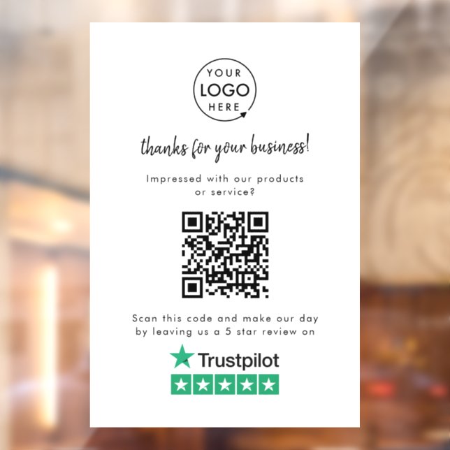 Autocollant Pour Fenêtre Critiques Trustpilot | Business Review Link QR Cod (Feuille 2)