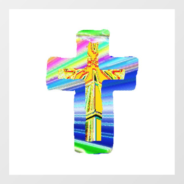 Autocollant Pour Fenêtre Croix chrétienne (Feuille)