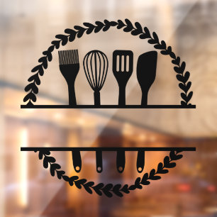 Autocollant Pour Fenêtre Cuisine à feuilles rondes customisées Frame