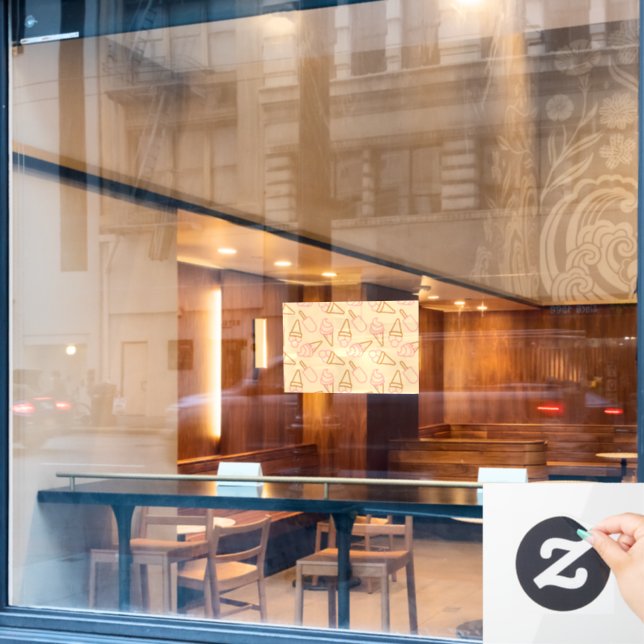 Autocollant Pour Fenêtre Cuisine estivale avec contours de glace (Fenêtre de café)