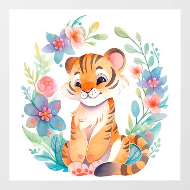 Autocollant Pour Fenêtre cuivré painteintegre tiger in watercolosses (Feuille)