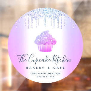 Autocollant Pour Fenêtre Cupcake Boulangerie Pâtisserie Café Purple Parties