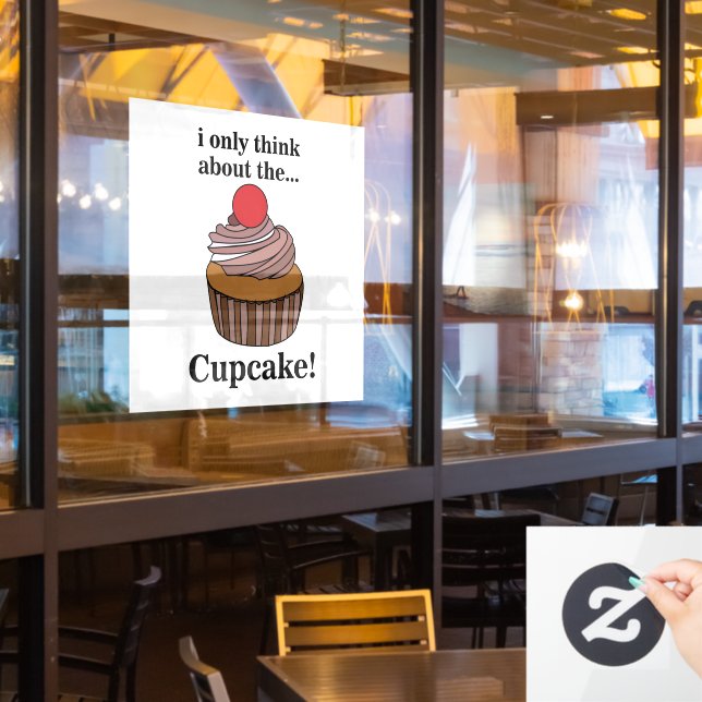 Autocollant Pour Fenêtre Cupcake Je Ne Pense Qu'Au Restaurant Cupcake (Fenêtre du restaurant)