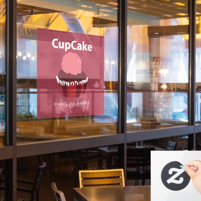 Autocollant Pour Fenêtre Cupcake Me Rend Heureux Restaurant (Fenêtre du restaurant)