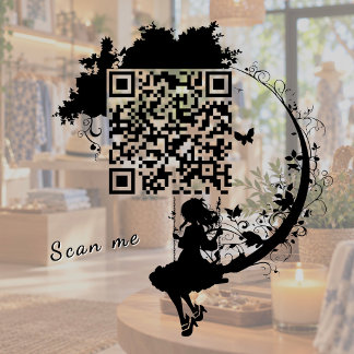 Autocollant Pour Fenêtre Custom Fairy Tale Magic Tree Silhouette QR Code
