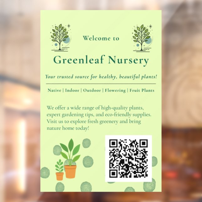 Autocollant Pour Fenêtre Custom Greenleaf Nursery Branding  (Feuille 2)