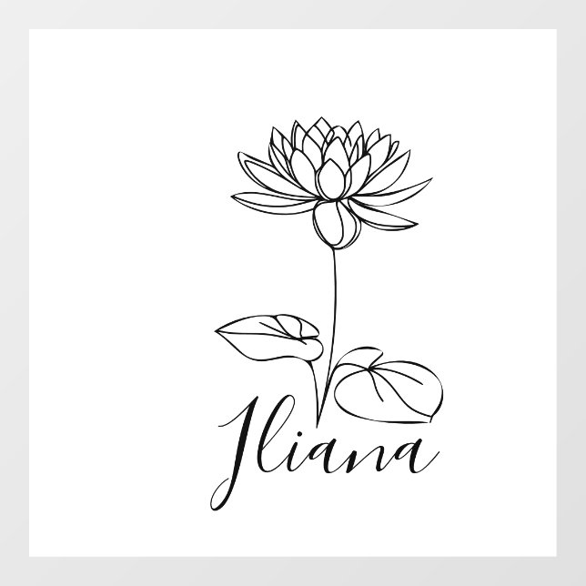 Autocollant Pour Fenêtre Custom Juillet Eau Lily Cadeau Fleur de naissance  (Feuille)