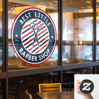 Autocollant Pour Fenêtre Customize Barber Shop Scissors Pole Colors Busines