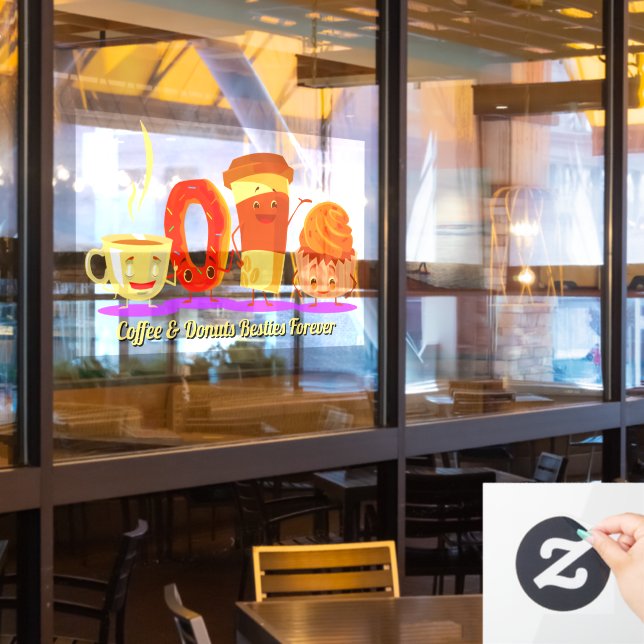 Autocollant Pour Fenêtre Customize Coffee And Donuts Besties Forever Promo (Fenêtre du restaurant)