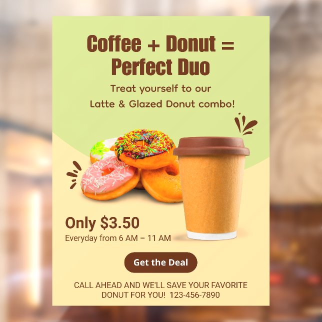 Autocollant Pour Fenêtre Customize Coffee And Donuts The Perfect Duo (Feuille 2)