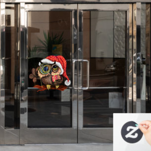 Autocollant Pour Fenêtre Cute Baby Owl In Christmas Hat and Venin For You