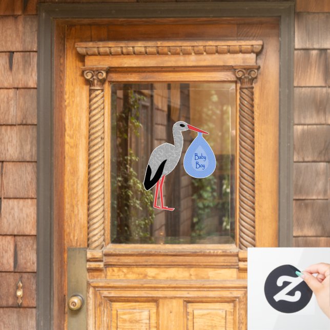 Autocollant Pour Fenêtre Cute Blue Baby Boy Baby shower de cigogne (Porte d'accueil)
