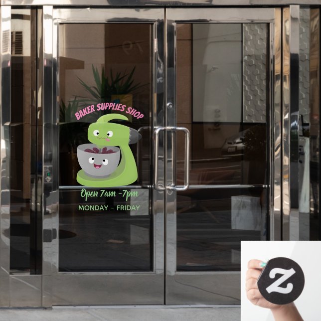 Autocollant Pour Fenêtre Cute cake mixer cuisine appareil dessin animé (Porte de bureau)