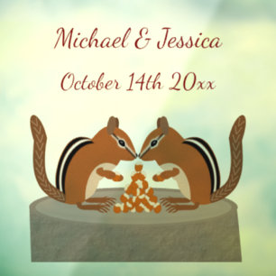 Autocollant Pour Fenêtre Cute Chipmunks Mariage de automne personnalisé