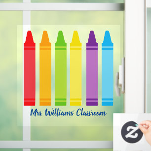 Autocollant Pour Fenêtre Cute Crayon Élémentaire Enseignant Classe sur mesu