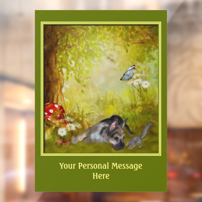 Autocollant Pour Fenêtre Cute German Shepherd Puppy Personnalisé   (Feuille 2)