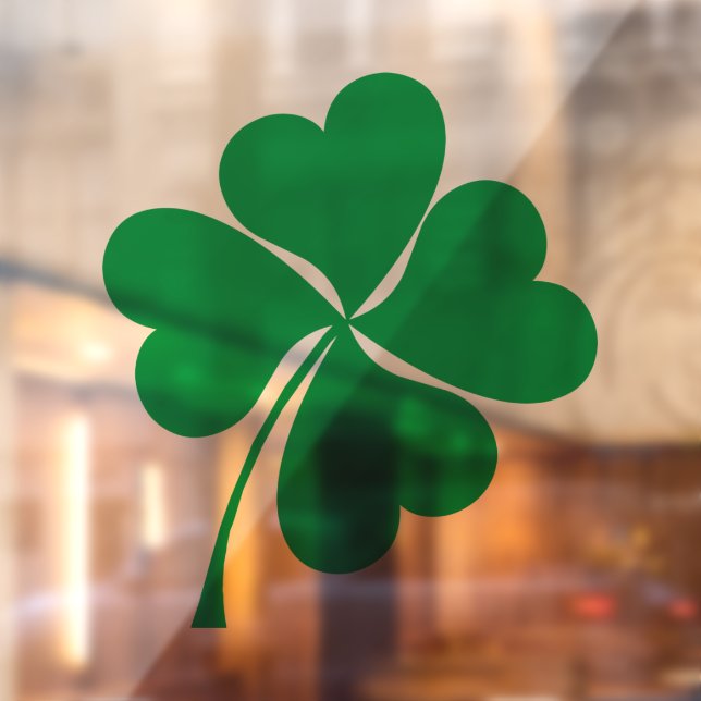 Autocollant Pour Fenêtre Cute Green Lucky 4 coeur feuille Clover shamrock (Feuille 2)