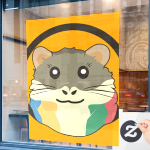 Autocollant Pour Fenêtre Cute hamster face avec fourrure colorée : Amoureux