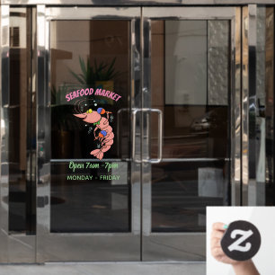 Autocollant Pour Fenêtre Cute happy shrimp, dessin animé de crevettes