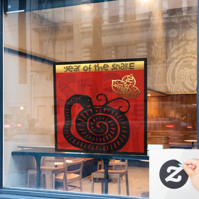 Autocollant Pour Fenêtre Cute serpent chinois Nouvel An Zodiac Anniversaire (Fenêtre de café)