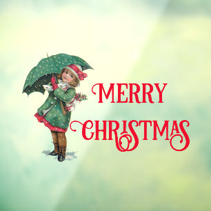 Autocollant Pour Fenêtre Cute Vintage Fille de Noël Personnalisée