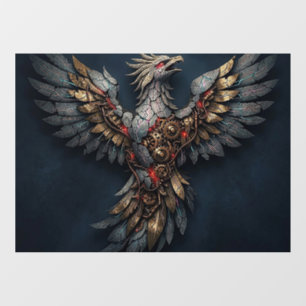 Autocollant Pour Fenêtre Cyber-Phoenix Vintage : Oiseau Mythique Or Vieilli