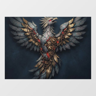 Autocollant Pour Fenêtre Cyber-Phoenix Vintage : Oiseau Mythique Or Vieilli