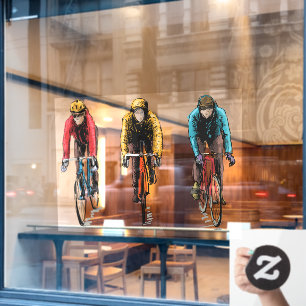 Autocollant Pour Fenêtre Cyclisme d'hiver Trois cavaliers à l'air frais Bic