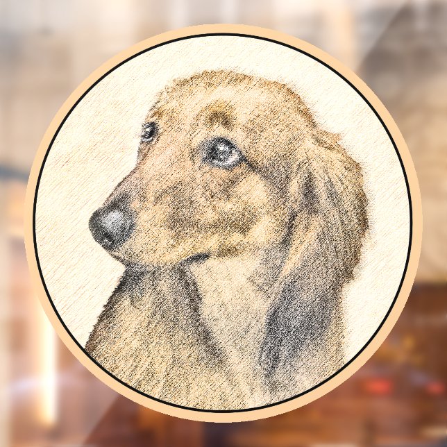 Autocollant Pour Fenêtre Dachshund (Longue) Peinture Chien Art original (Feuille 2)