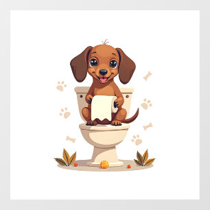 Autocollant Pour Fenêtre Dachshund Mignon Vintage sur Toilettes Dessin Anim