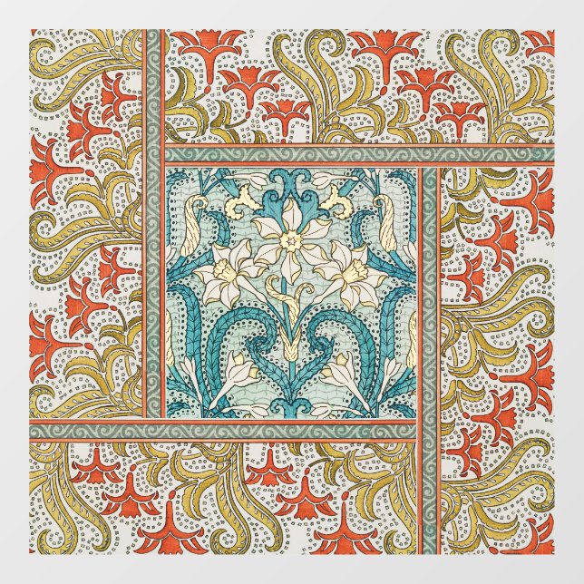 Autocollant Pour Fenêtre Daffodique chintz papier peint à fleurs Art nouvea (Feuille)