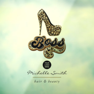 Autocollant Pour Fenêtre Dame de la Boss Léopard Noir et Or