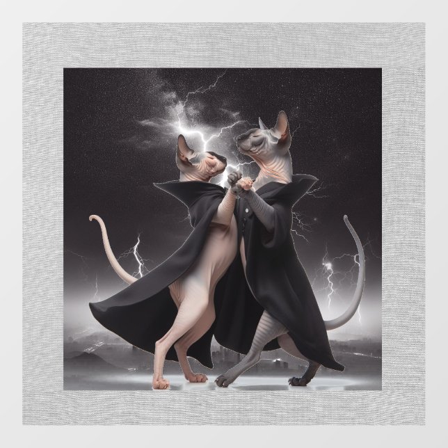 Autocollant Pour Fenêtre Dancing Sphynx Chats Fenêtre Classer (Feuille)