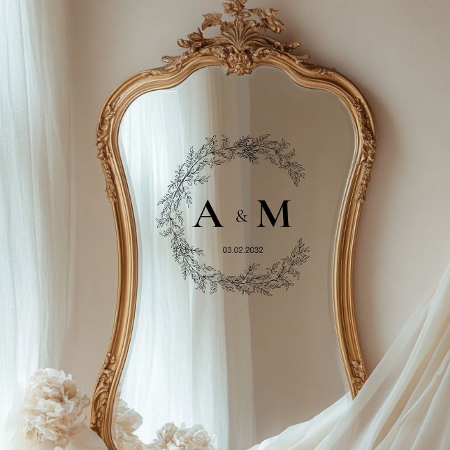 Autocollant Pour Fenêtre Date élégante du monogramme de mariage (Modern, elegant, wedding window cling. Just edit your product in a few minutes. You can change the f)
