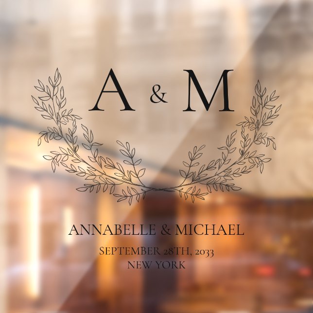 Autocollant Pour Fenêtre Date élégante du monogramme de mariage (Feuille 2)