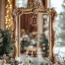 Décal Initiales personnalisées du miroir Mariage m