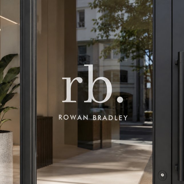 Autocollant pour fenêtre | Décalcomanie de porte e (Personalized glass door decal with initials and name for business or personal spaces)