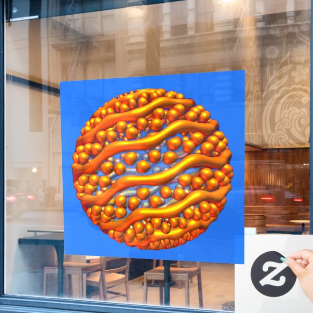 Autocollant Pour Fenêtre Décale murale des vagues d'or (Fenêtre de café)