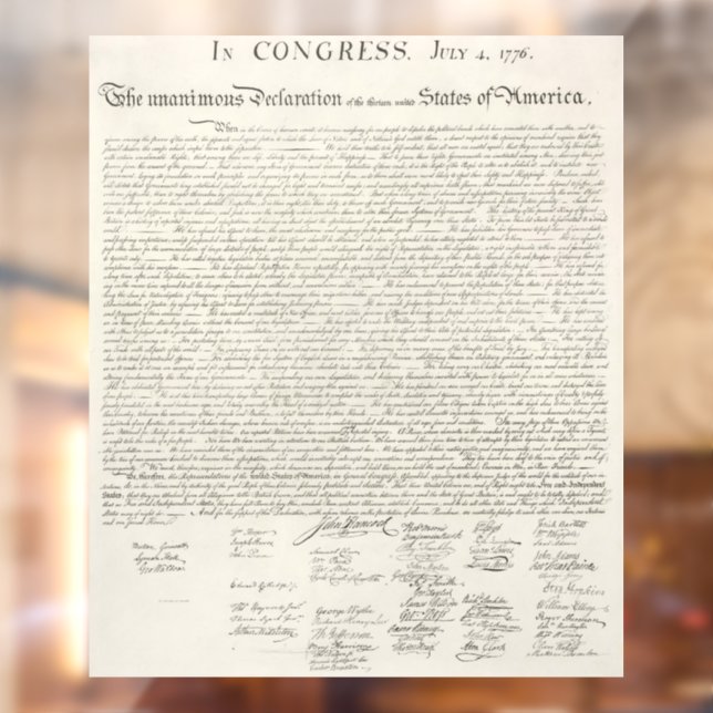 Autocollant Pour Fenêtre Déclaration d'indépendance des États-Unis (Feuille 2)