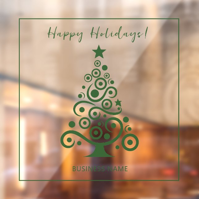 Autocollant Pour Fenêtre Décoration d'arbre de Noël vert de joyeuses fêtes (Feuille 2)