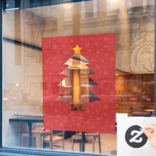 Autocollant Pour Fenêtre Découpe d'arbre de Noël avec étoile 