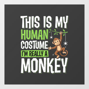 Autocollant Pour Fenêtre Déguisement de singe drôle vecteur Halloween